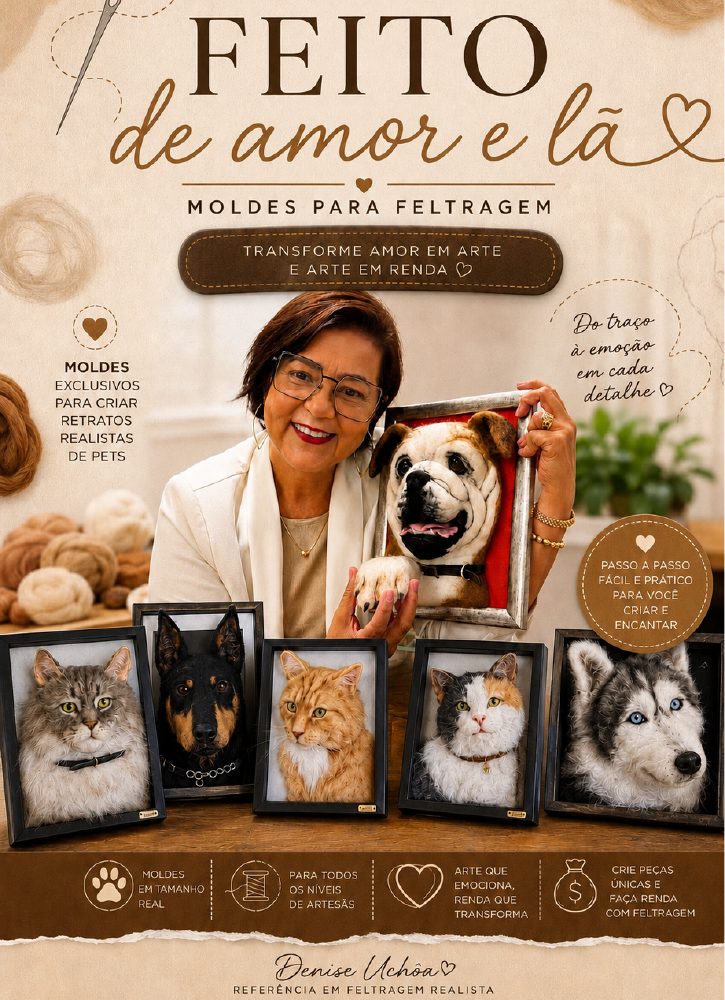 Capa do e-book Feito de amor e lã — Moldes para feltragem